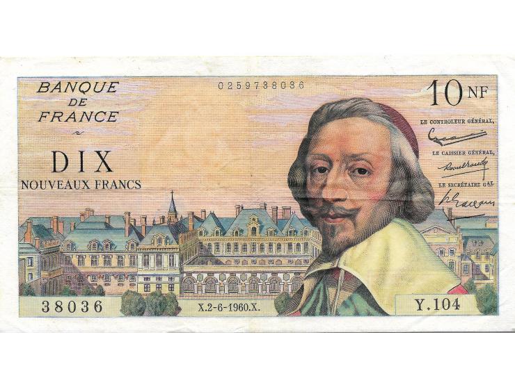France 10 Nouveaux Francs Banknote, 1960, featuring Hector Berlioz