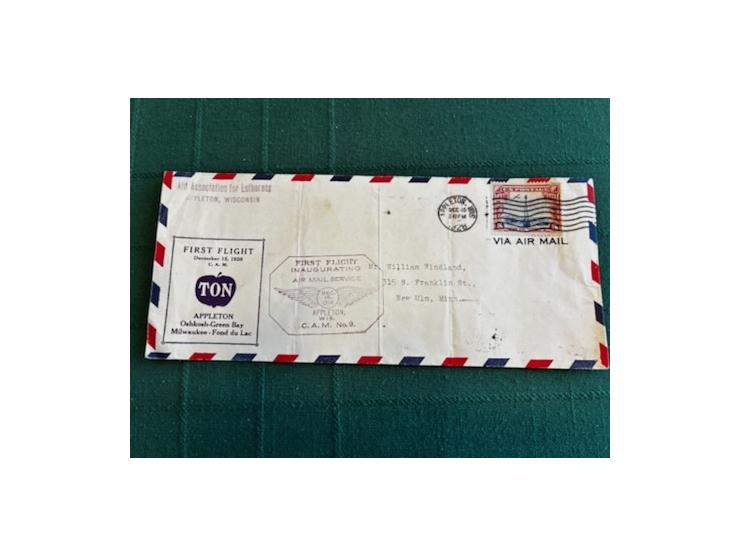 Air Mail First Flight Cover, Appleton, Wisconsin, 1938