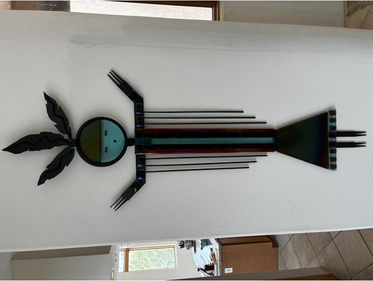 Native American Fused Glass and Steel Figure