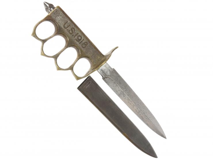 US Mark I 1918 Trench Knife & Scabbard: French Aulion Maker