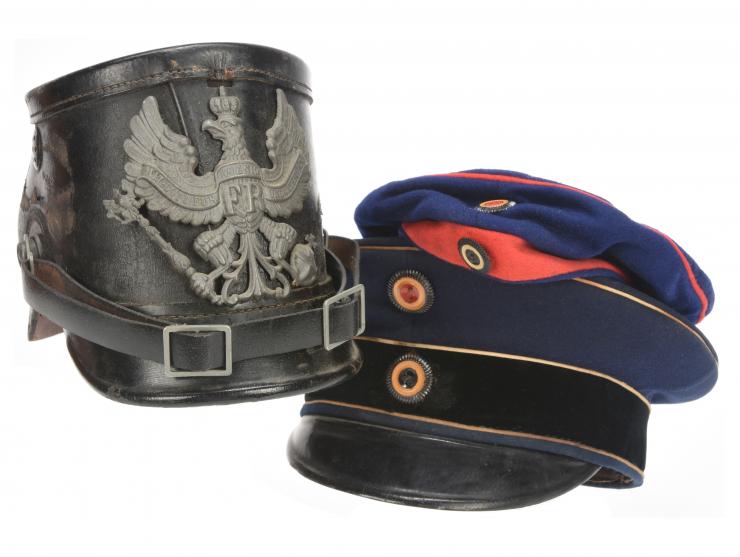 Imperial German Headgear Lot: Two Caps and a Prussian Shako
