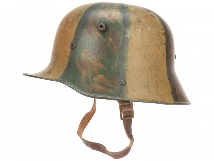 Imperial German Camouflaged M16 Helmet With Replacement Reproduction Liner
