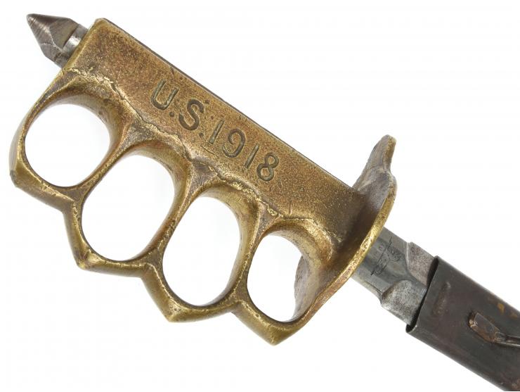 US Mark I 1918 Trench Knife & Scabbard: French Aulion Maker
