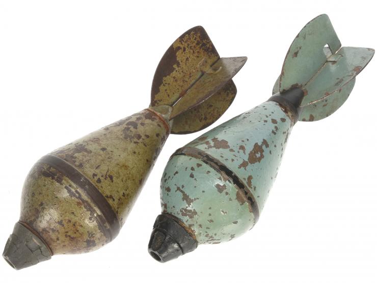 French WWI Pneumatic Mortar Projectiles: Lot of Two