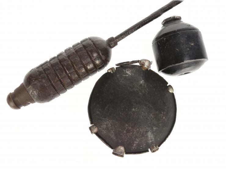 Imperial German WWI (inert) Grenade Lot: Two Rifle Grenades & One Disc Grenade