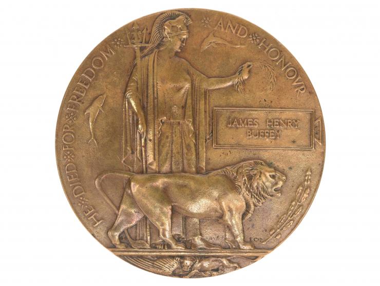 British WWI Memorial Plaque: James Henry Buffey, King's Own Yorkshire Light Infantry