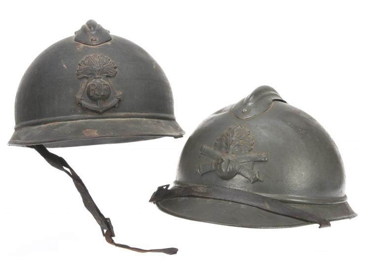 French WWI M1915 Adrian Helmet Lot: Artillery & Colonial Infantry
