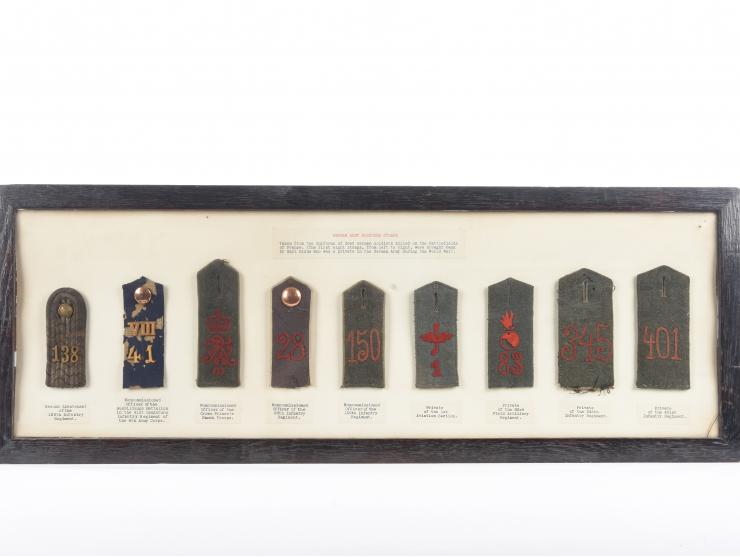 Imperial German WWI Shoulder Straps: Framed Lot of Eight