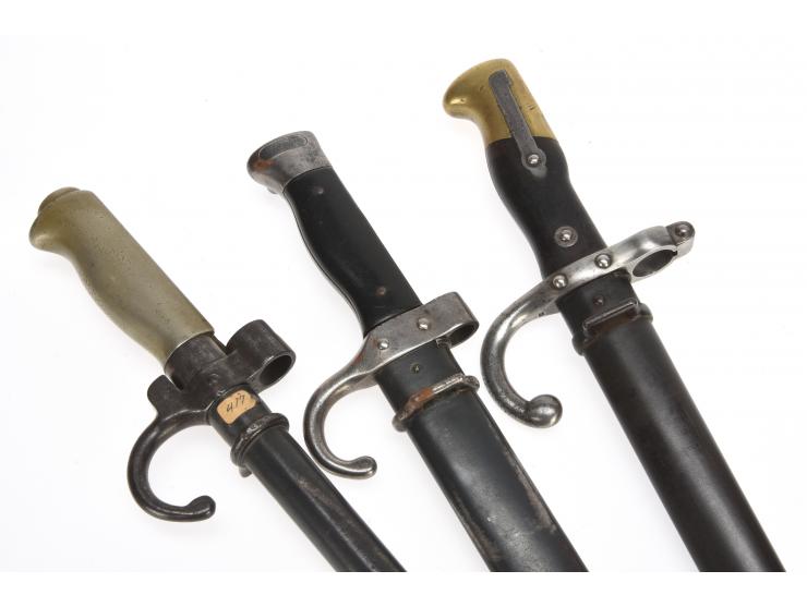 French WWI Bayonets Lot of Three: Lebel, Gras, and Berthier