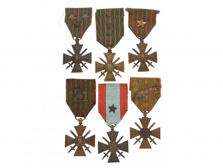 French WWI Croix-de-Guerre Medal Lot including 1914-1916 and 1914-1917 Awards
