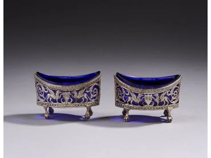 Paire de salière en argent premier titre (950°/°°).